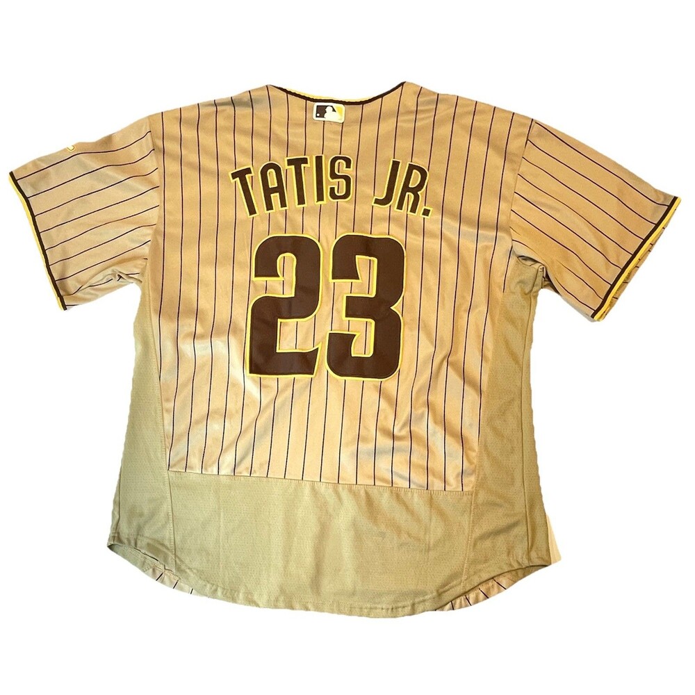 Authentic On-Field San Diego Padres Tatis Jr. #23 Pinstripe Jersey - Tan Nike